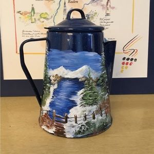 HAND PAINTED ENAMELWARE COFFEE POT